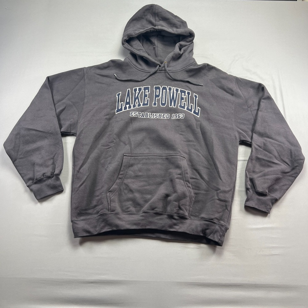 Prairie Mountain Lake Powell Hoodie Men XL Charcoal Gray Graphic Kangaroo Pocket